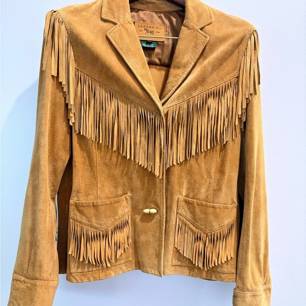 Vintage Ralph Lauren Dry Goods Supply Fringe Suede Western Jacket - Picture 1 of 11
